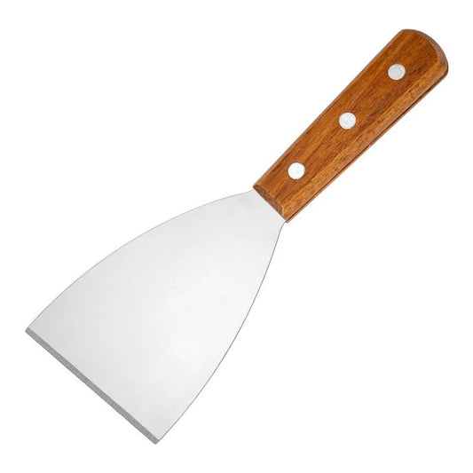 Wooden Handle Stainless Steel Oblique Spatula Steak Burger Pancake Pizza Scraper Shovel Kitchen Cooking Tools Barbecue Utensils